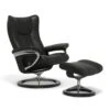 Stressless® Wing Recliner & Ottoman With Signature Base - Black 1 Stressless® Wing Recliner & Ottoman With Signature Base - Black -Quality Furniture Store E05 19 21021.1 12acd3c1 612b 4663 abd7 e5a4caddcd5b