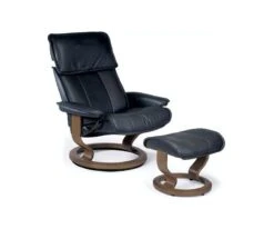 Stressless® Admiral Recliner & Ottoman - Black