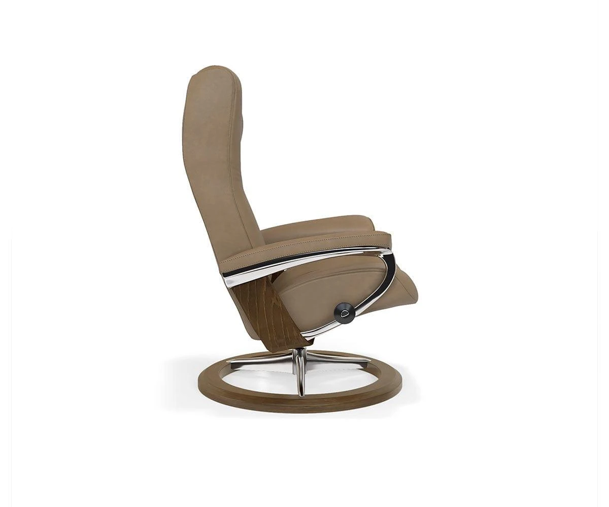 Stressless® Wing Recliner & Ottoman With Signature Base - Sand 7 Stressless® Wing Recliner & Ottoman With Signature Base - Sand - Image 5