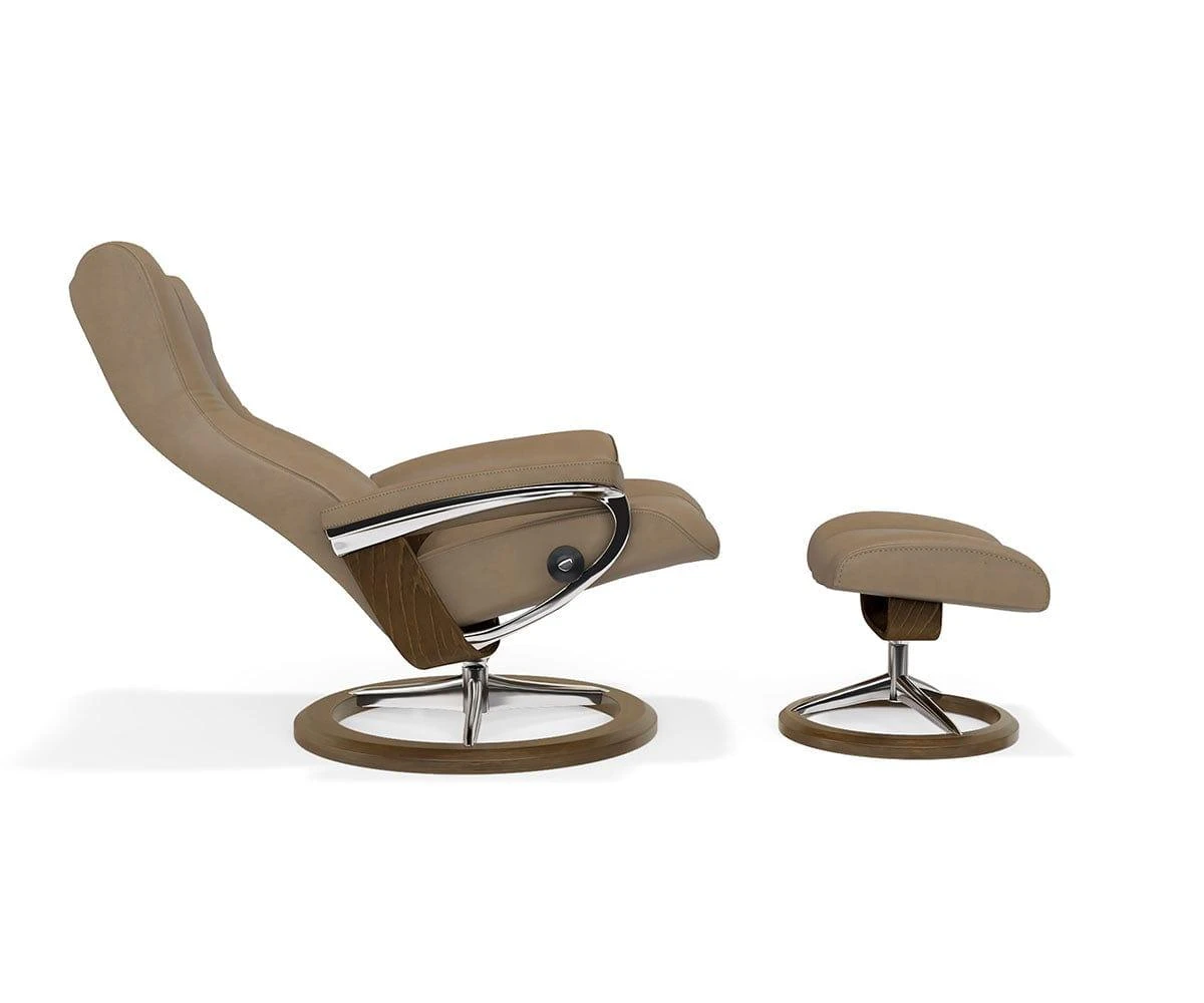 Stressless® Wing Recliner & Ottoman With Signature Base - Sand 9 Stressless® Wing Recliner & Ottoman With Signature Base - Sand - Image 7