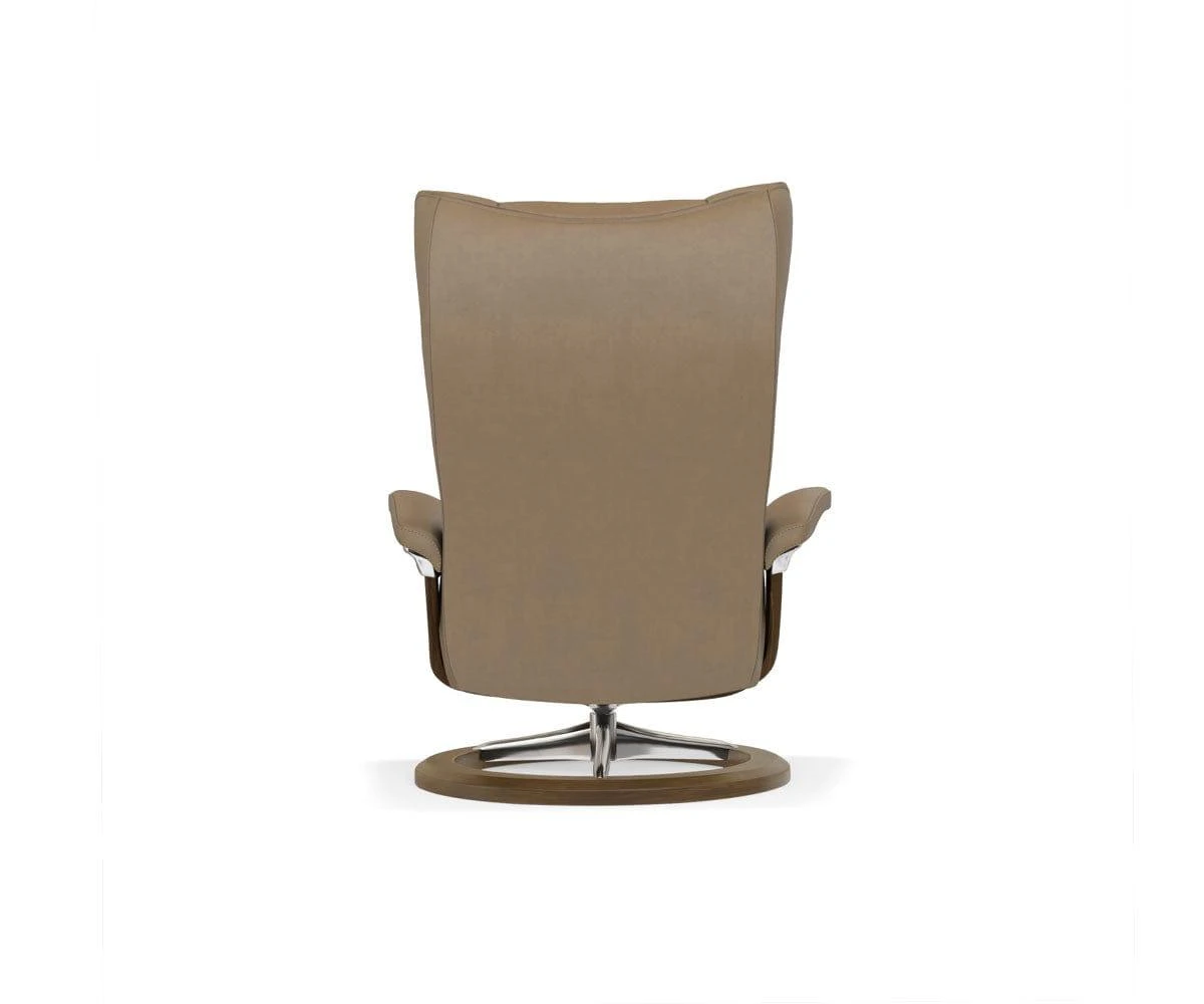 Stressless® Wing Recliner & Ottoman With Signature Base - Sand 6 Stressless® Wing Recliner & Ottoman With Signature Base - Sand - Image 4