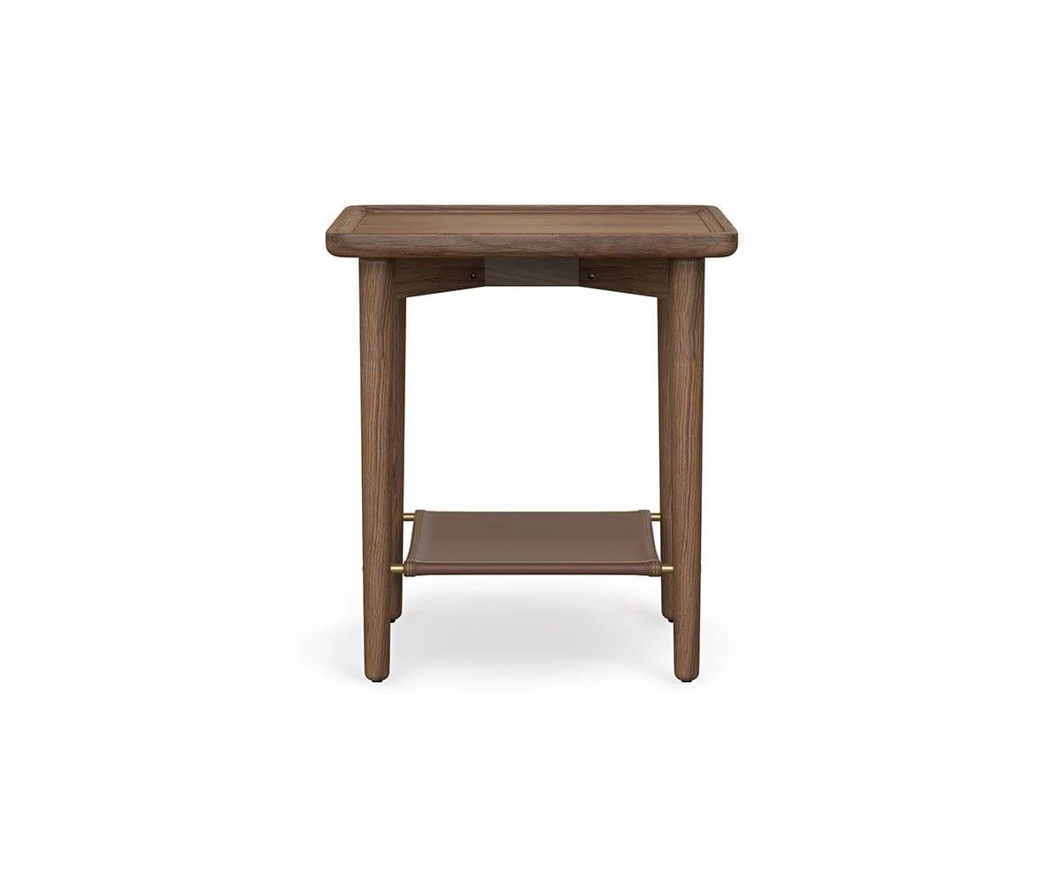 Haron End Table With Leather Shelf 3 Haron End Table With Leather Shelf