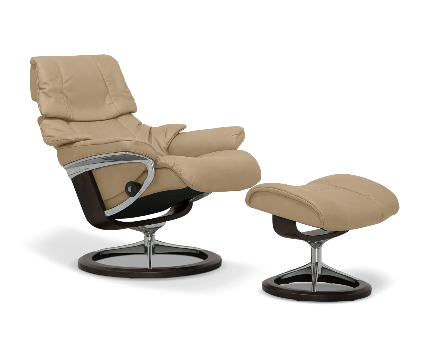 Stressless® Reno Recliner & Ottoman With Signature Base - Sand 11 Stressless® Reno Recliner & Ottoman With Signature Base - Sand - Image 9