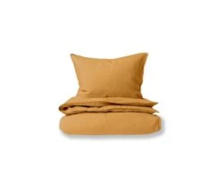 Laila Linen Duvet Cover + Shams Set - Mustard
